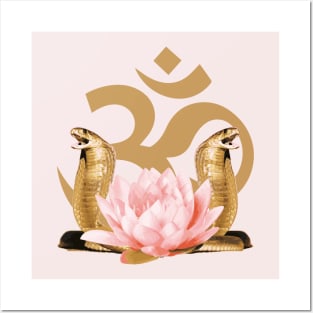 Om King Cobra Lotus Flower Posters and Art